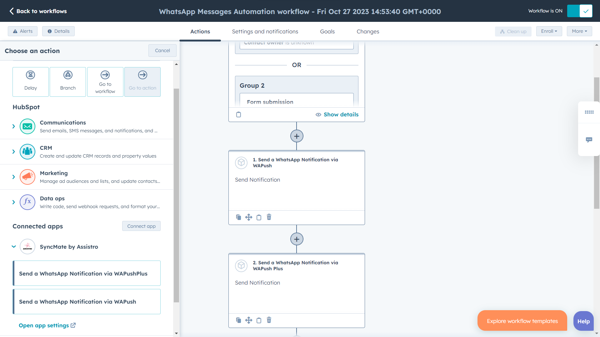 Create Workflow to automate WhatsApp Messaging.